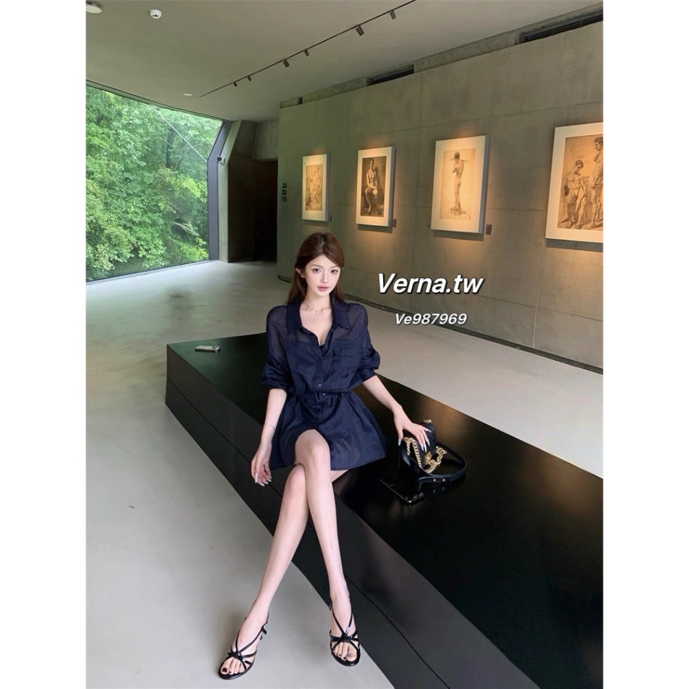 藏藍序曲💙高級感襯衫上衣x短褲套裝-細節圖6