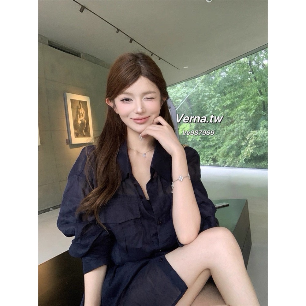藏藍序曲💙高級感襯衫上衣x短褲套裝-細節圖8