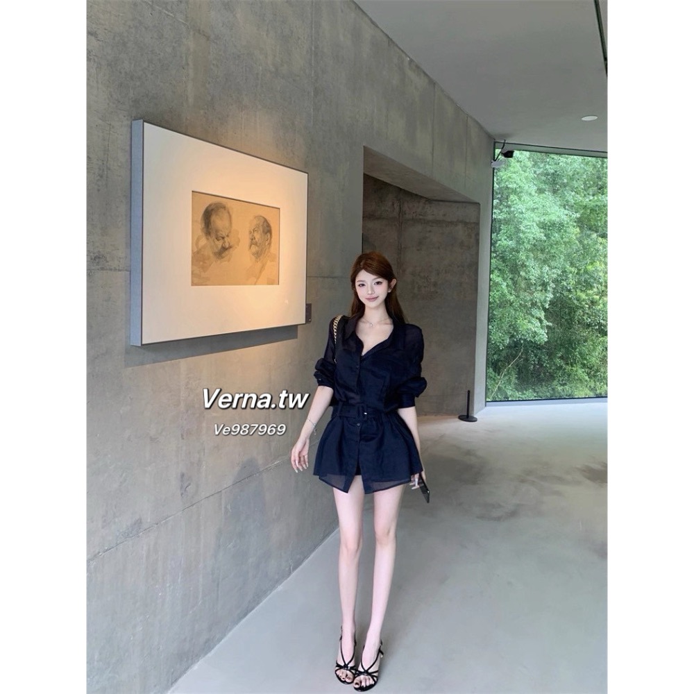 藏藍序曲💙高級感襯衫上衣x短褲套裝-細節圖9