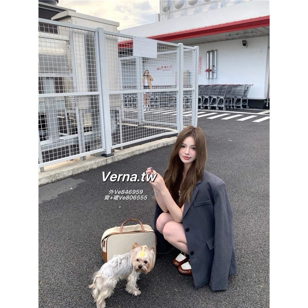 韓系小姐三件套🩶 高級感西裝外套x背心x短裙-細節圖6