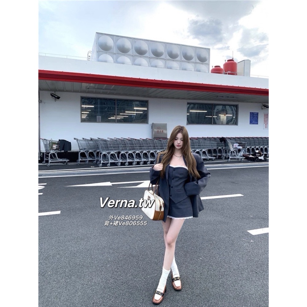 韓系小姐三件套🩶 高級感西裝外套x背心x短裙-細節圖8