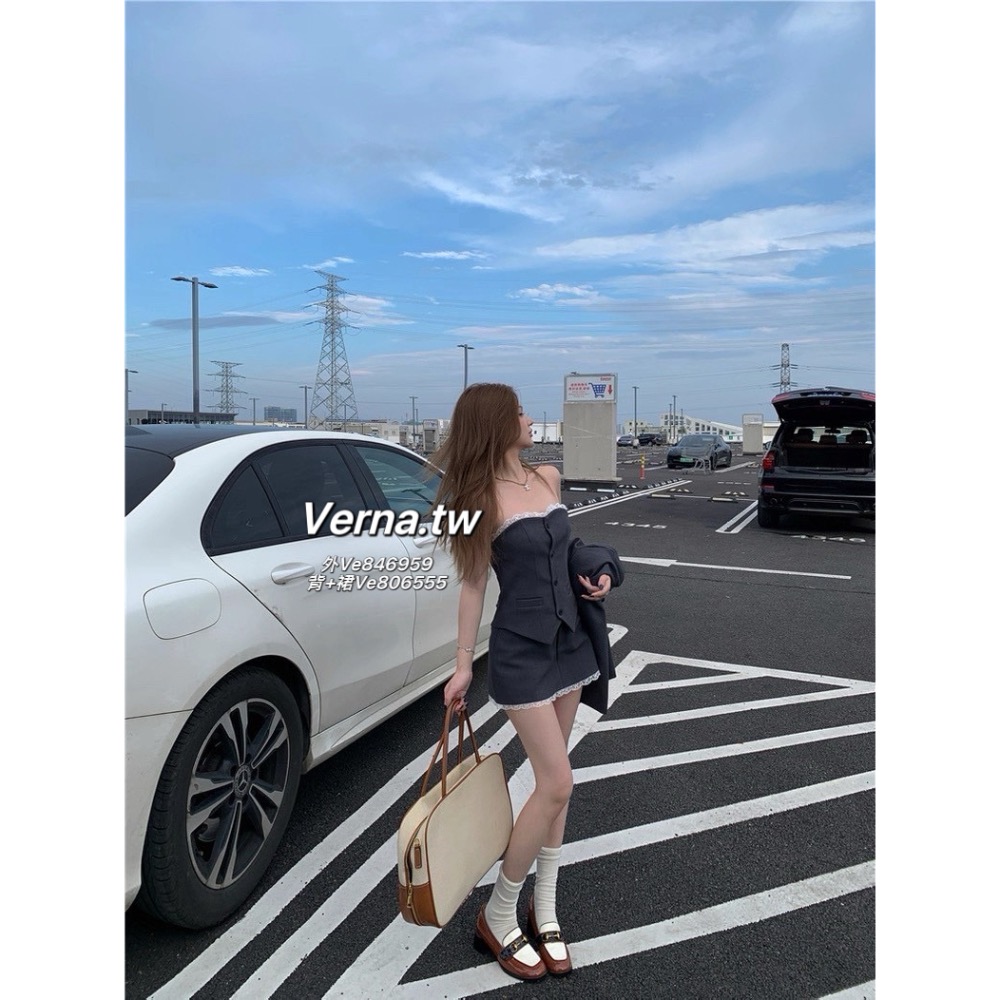 韓系小姐三件套🩶 高級感西裝外套x背心x短裙-細節圖9