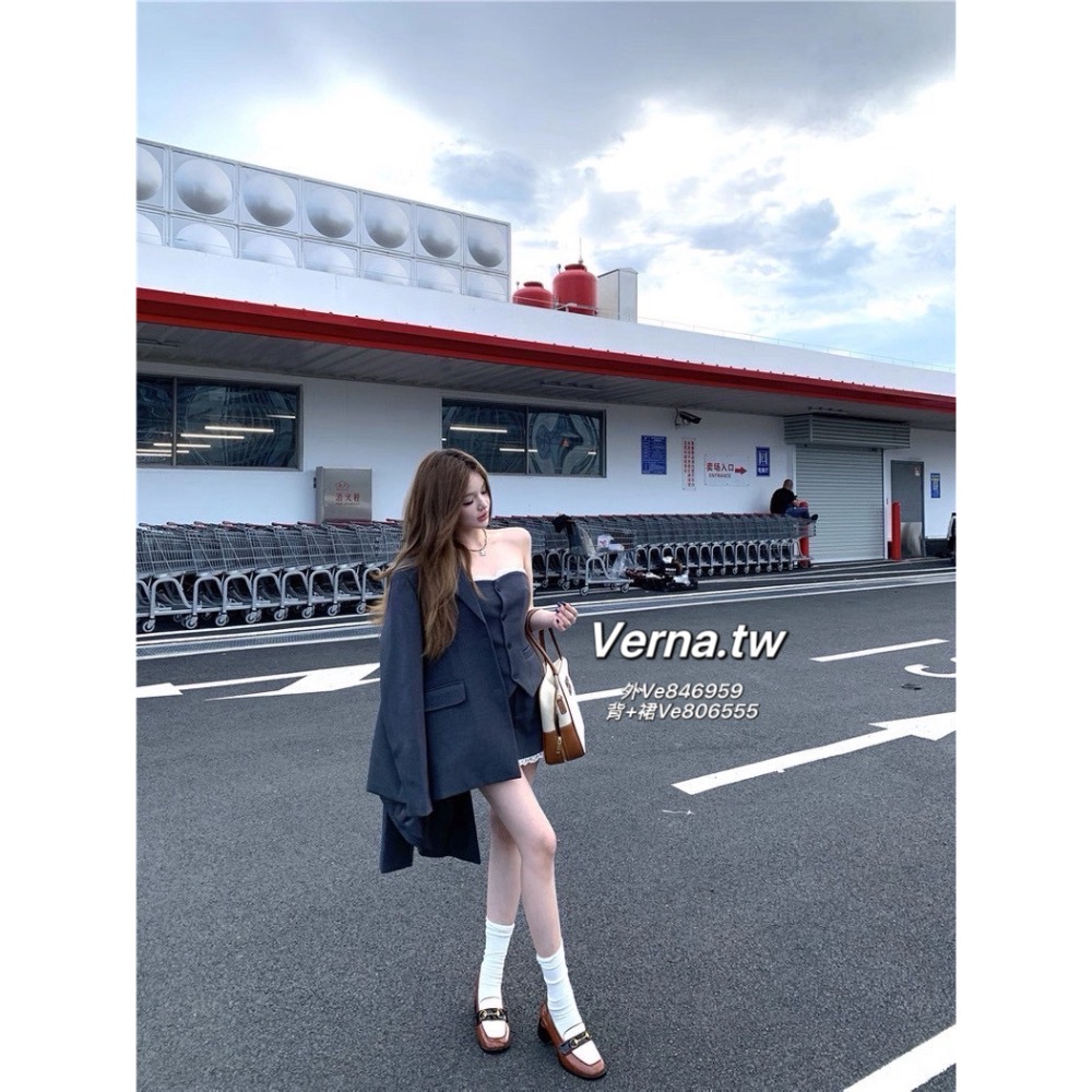 韓系小姐三件套🩶 高級感西裝外套x背心x短裙-細節圖10