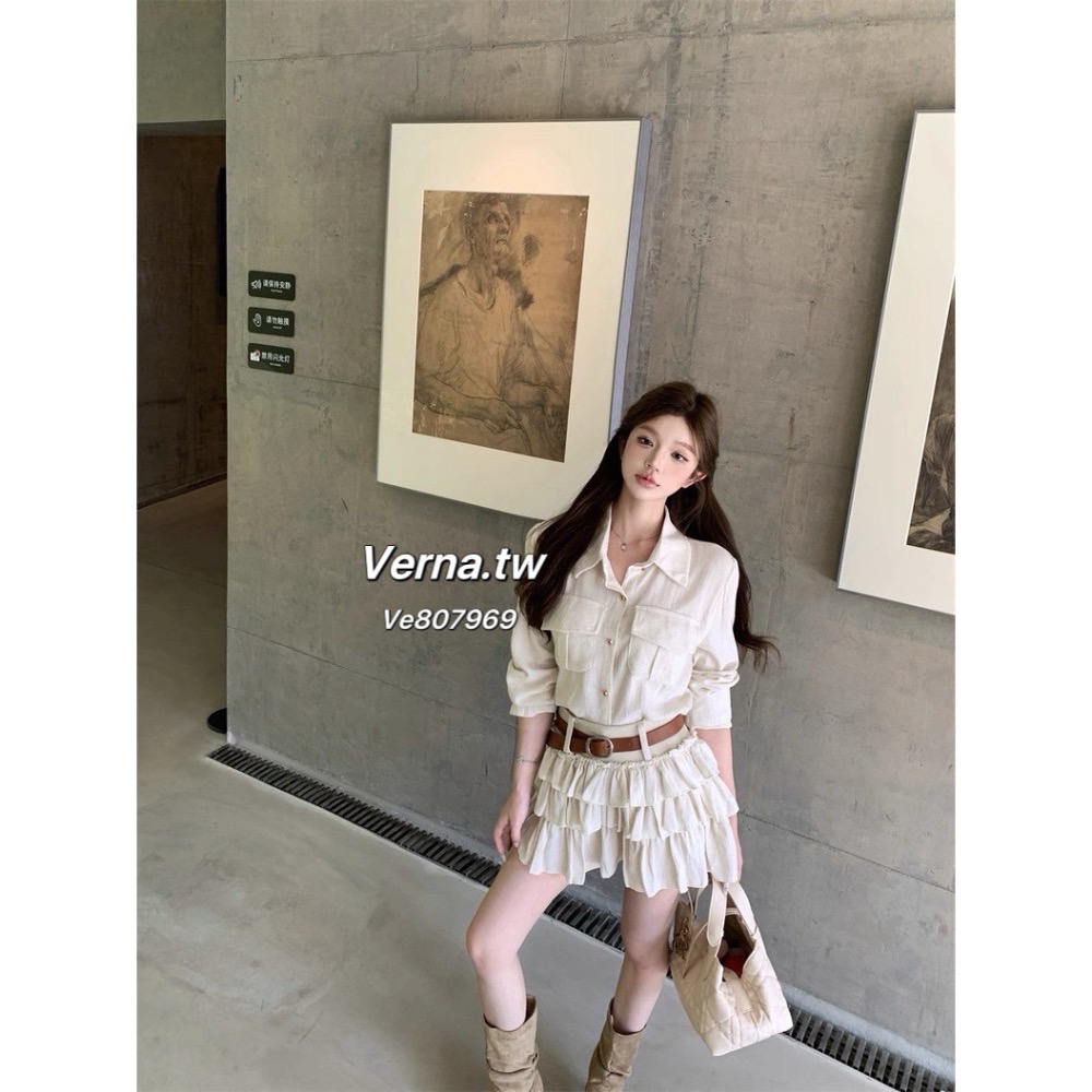 溫杏午後🧁鬆弛感亞麻杏色套裝-細節圖2