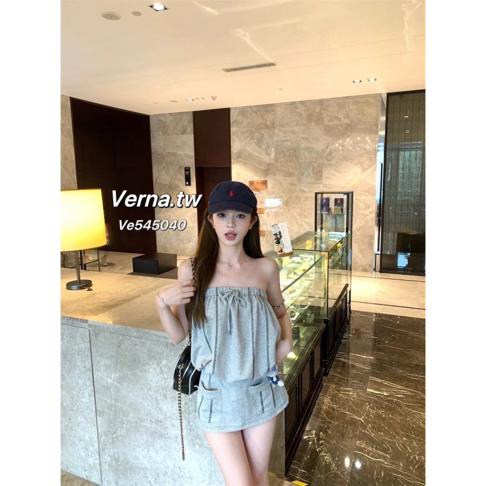 邊條美學🖤抽繩平口連身裙-細節圖3