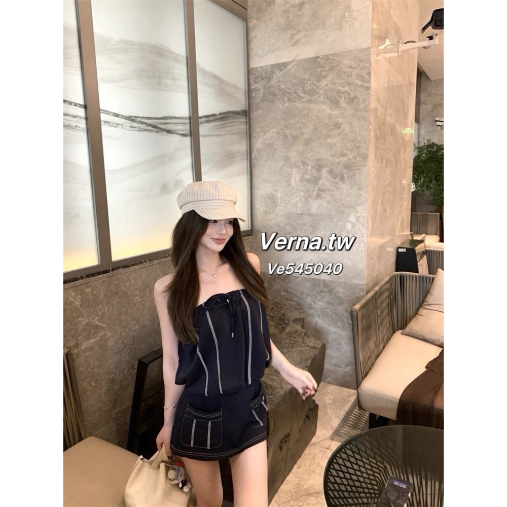 邊條美學🖤抽繩平口連身裙-細節圖6