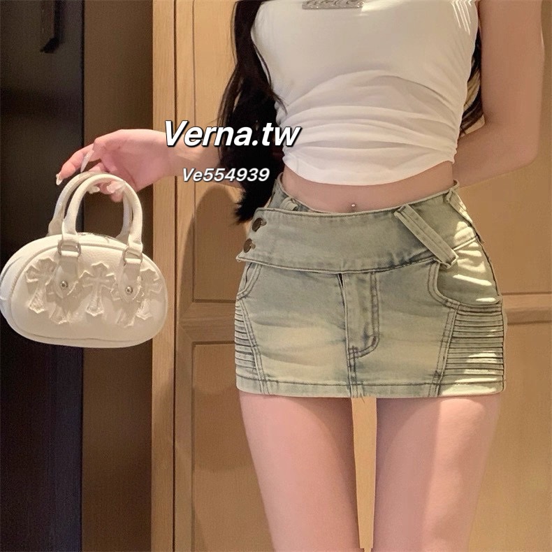 腿精褲🩶水洗牛仔造型短裙-細節圖4