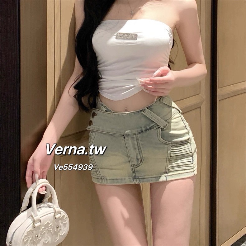 腿精褲🩶水洗牛仔造型短裙-細節圖6