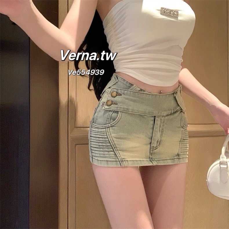 腿精褲🩶水洗牛仔造型短裙-細節圖7