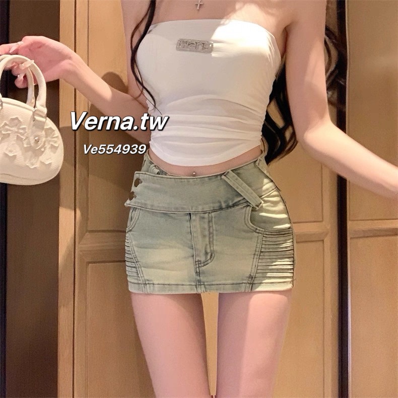 腿精褲🩶水洗牛仔造型短裙-細節圖8