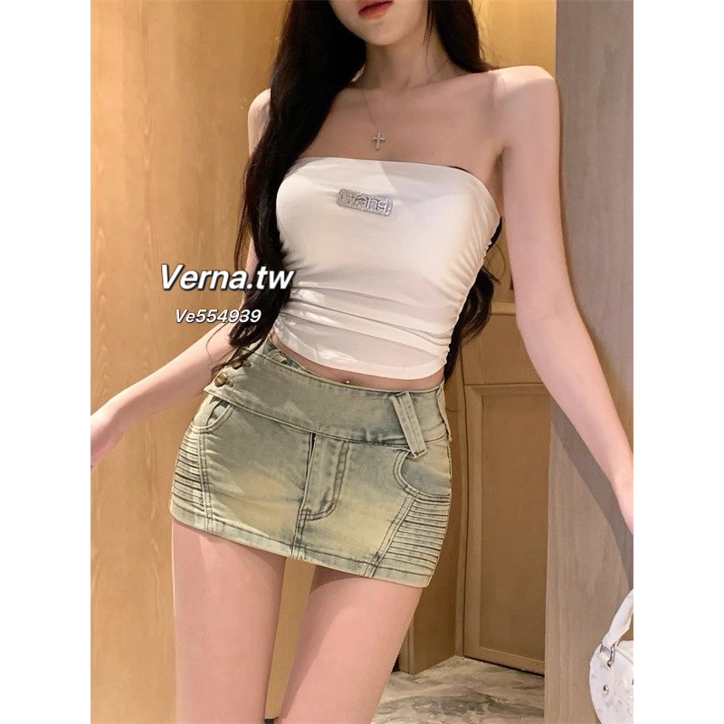 腿精褲🩶水洗牛仔造型短裙-細節圖9