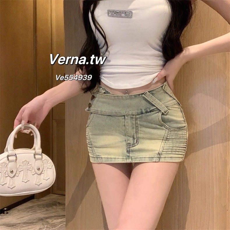 腿精褲🩶水洗牛仔造型短裙-細節圖10