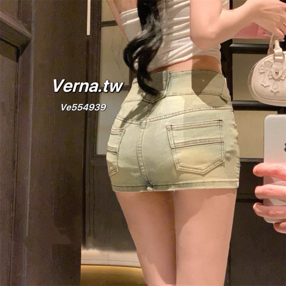 腿精褲🩶水洗牛仔造型短裙-細節圖11