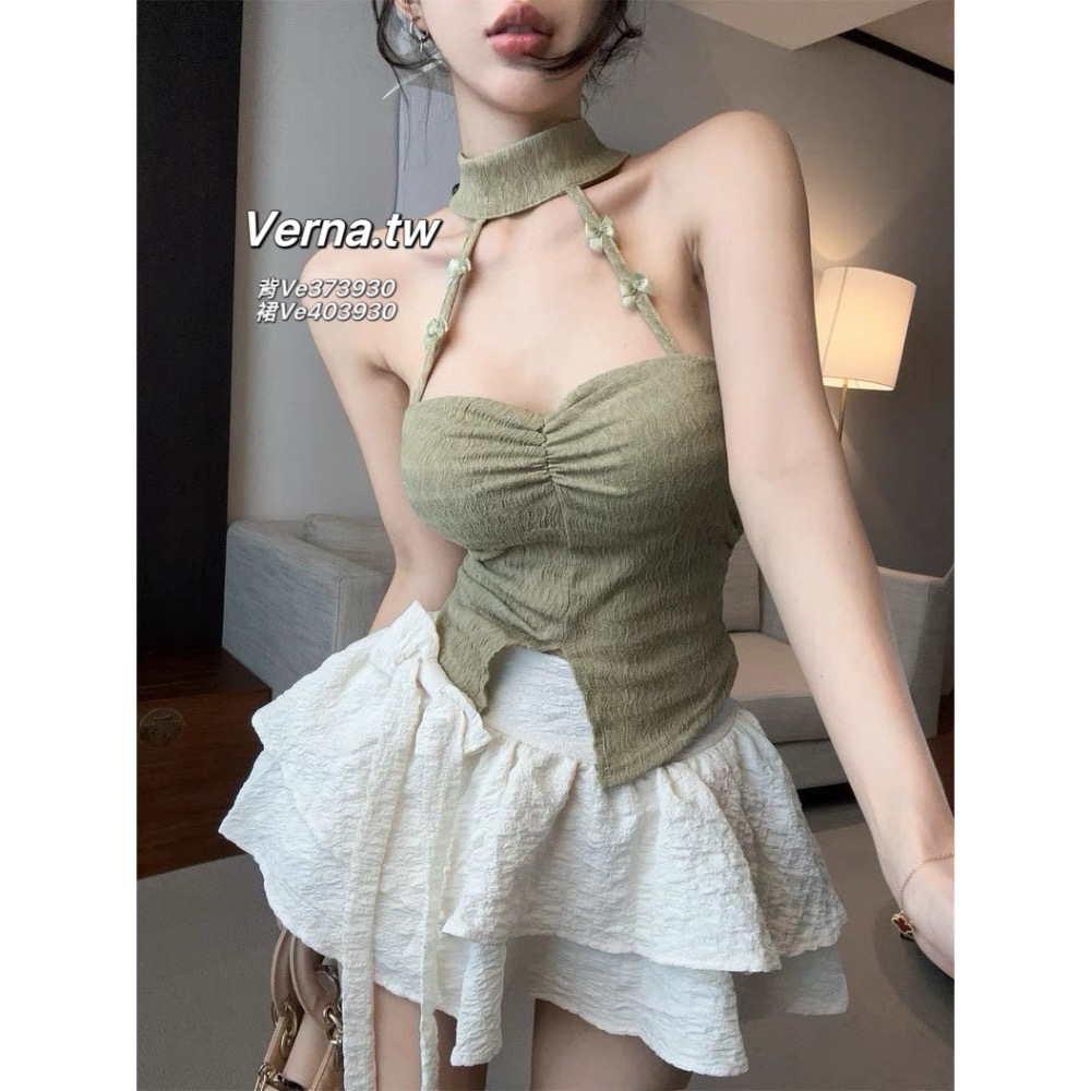 彩糖派對🎀 設計感掛脖背心x蛋糕裙套裝-細節圖8