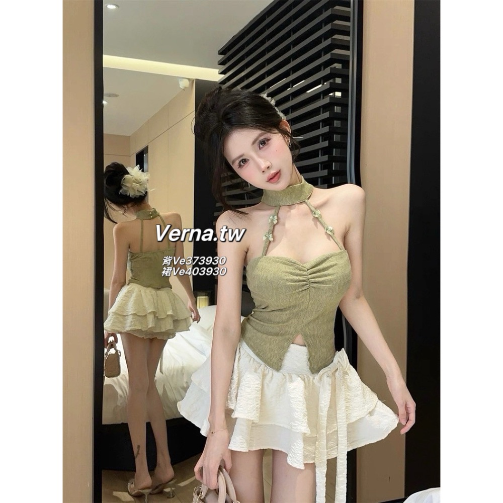 彩糖派對🎀 設計感掛脖背心x蛋糕裙套裝-細節圖9