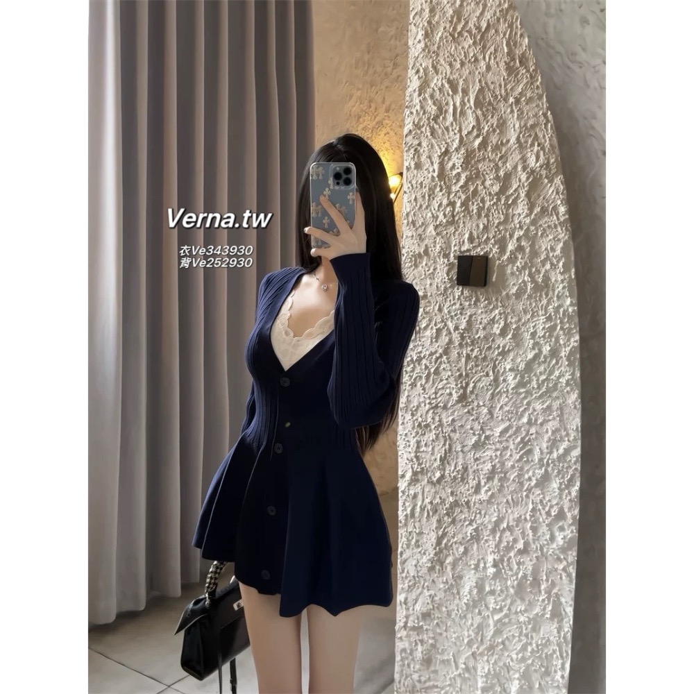 微甜戀語🌷 修身針織上衣x蕾絲內搭背心-細節圖5