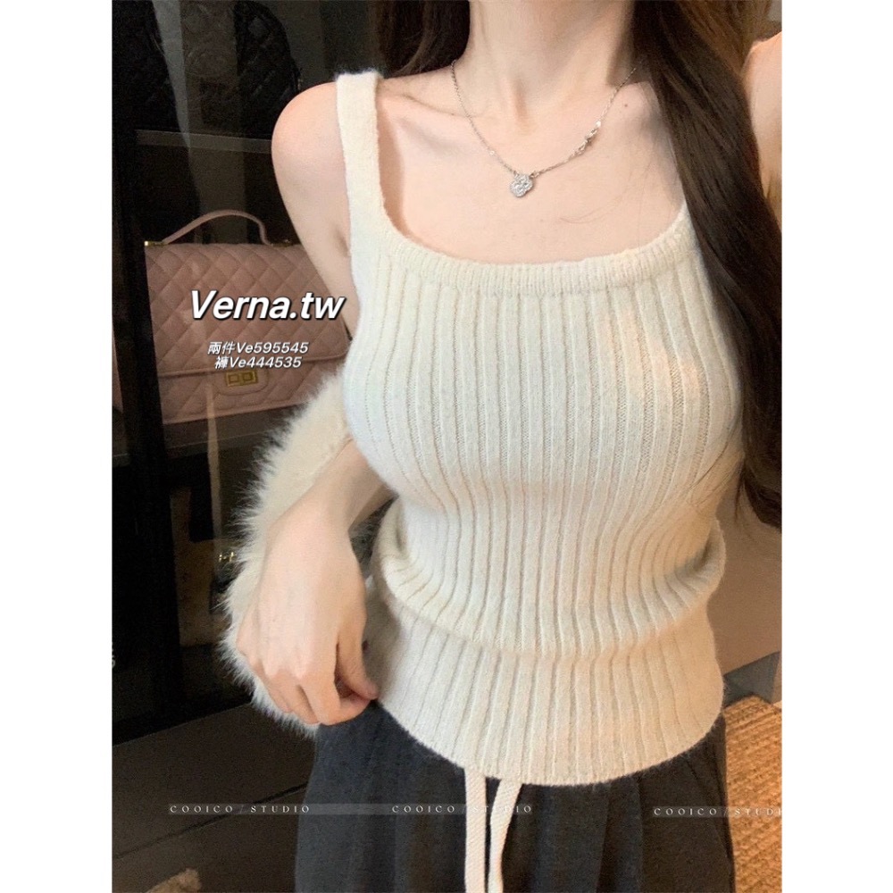 韓系復古🍂拉鍊外套x背心x長褲三件套-細節圖3