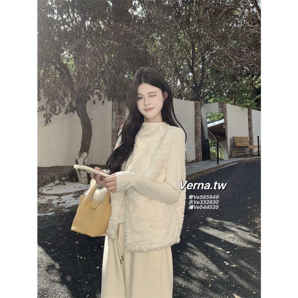 軟萌雪球🧸 溫柔白系背心x上衣x長褲三件套裝-細節圖3