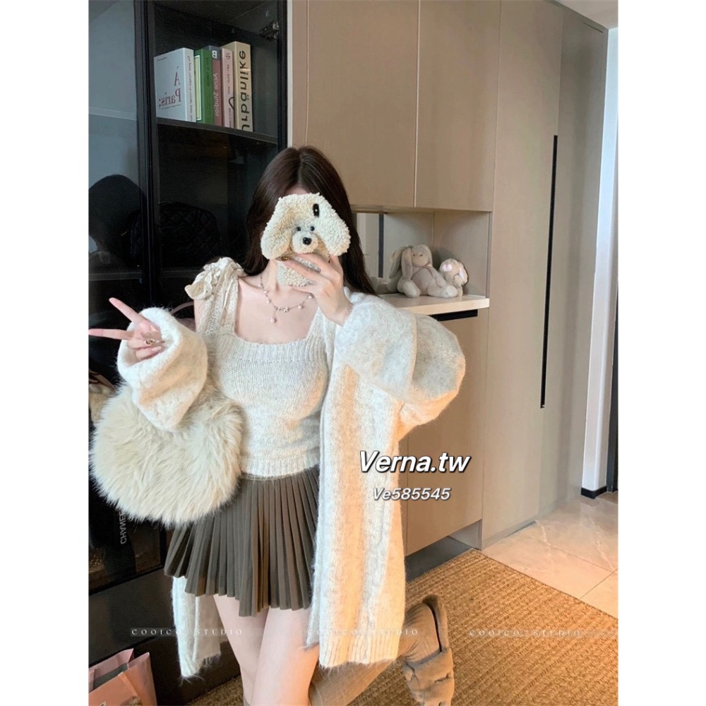 暖糖可可🤎針織外套x背心兩件式穿搭-細節圖2