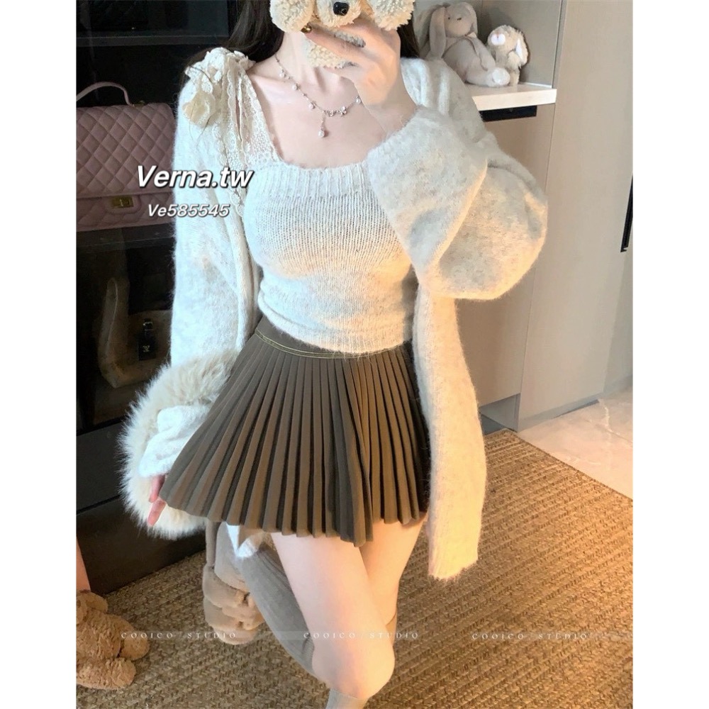 暖糖可可🤎針織外套x背心兩件式穿搭-細節圖4