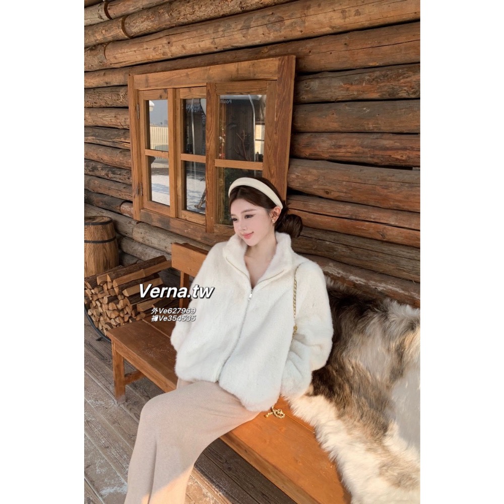 奶香微光🩶氣質毛毛外套x長褲套裝-細節圖5