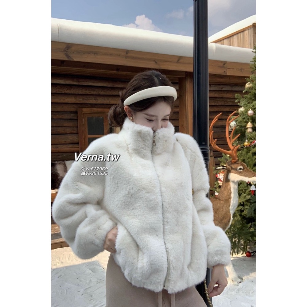 奶香微光🩶氣質毛毛外套x長褲套裝-細節圖6