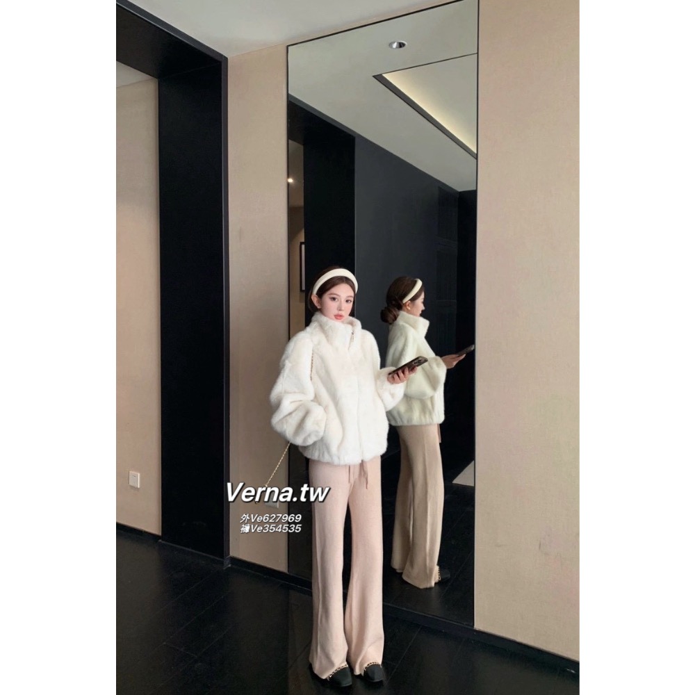 奶香微光🩶氣質毛毛外套x長褲套裝-細節圖8