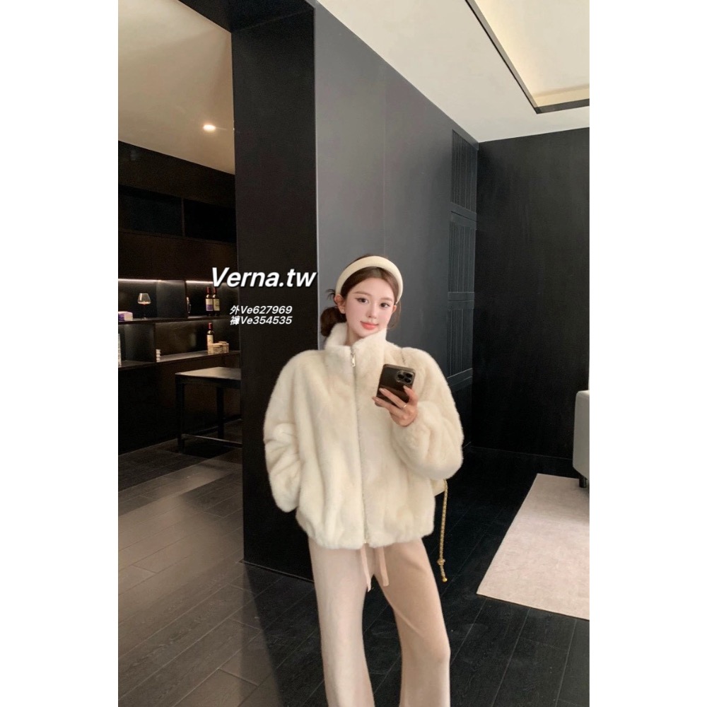 奶香微光🩶氣質毛毛外套x長褲套裝-細節圖9