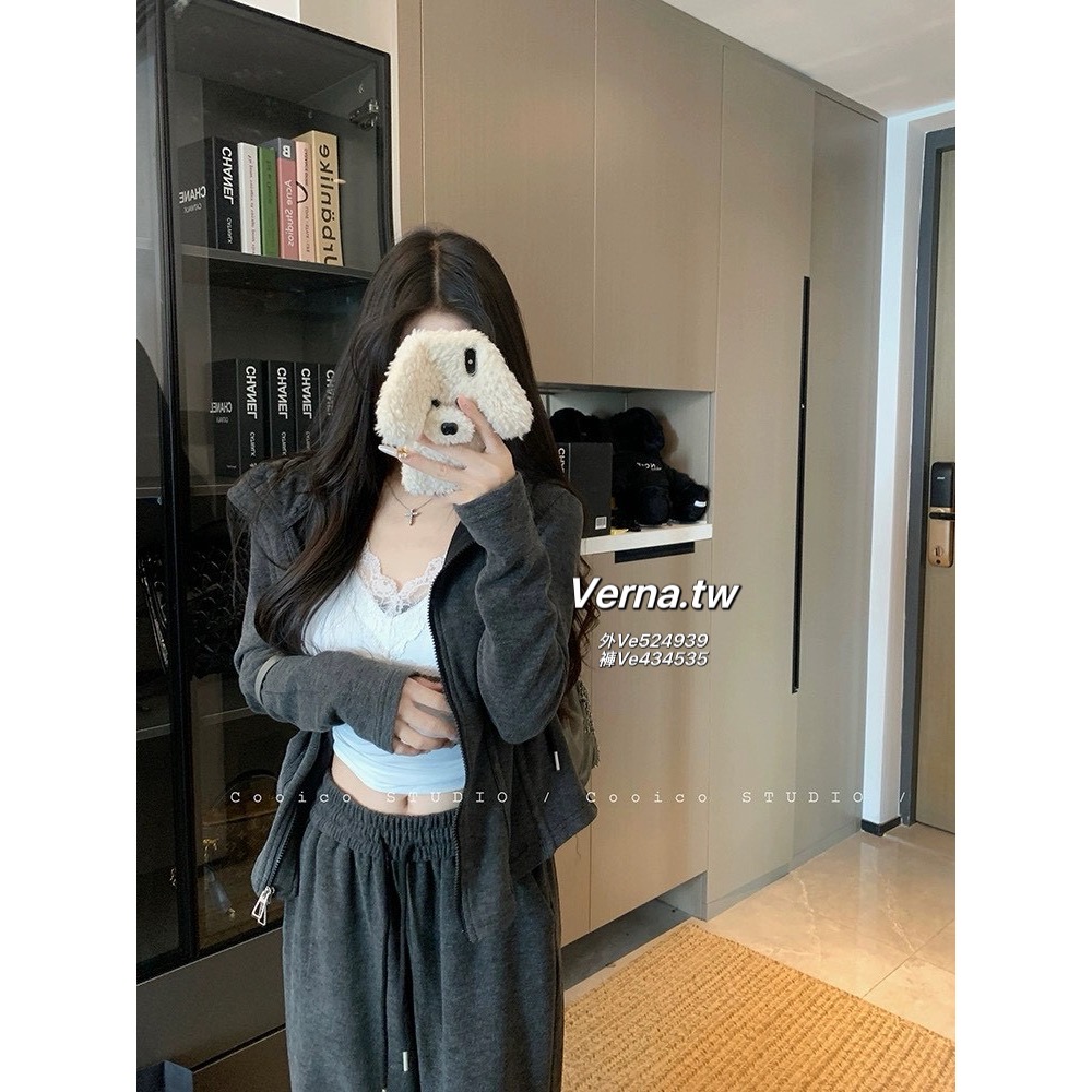 燕麥微光☕️休閒連帽外套x長褲套裝-細節圖6