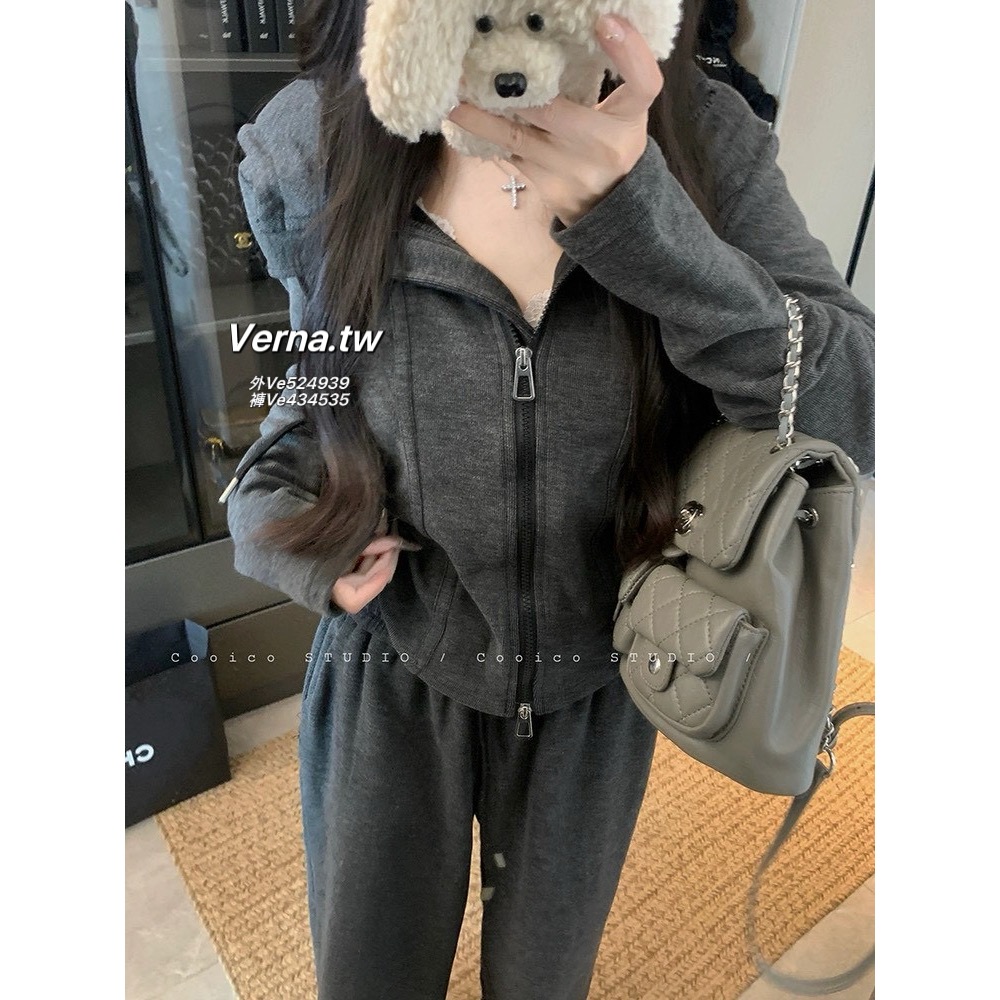 燕麥微光☕️休閒連帽外套x長褲套裝-細節圖7