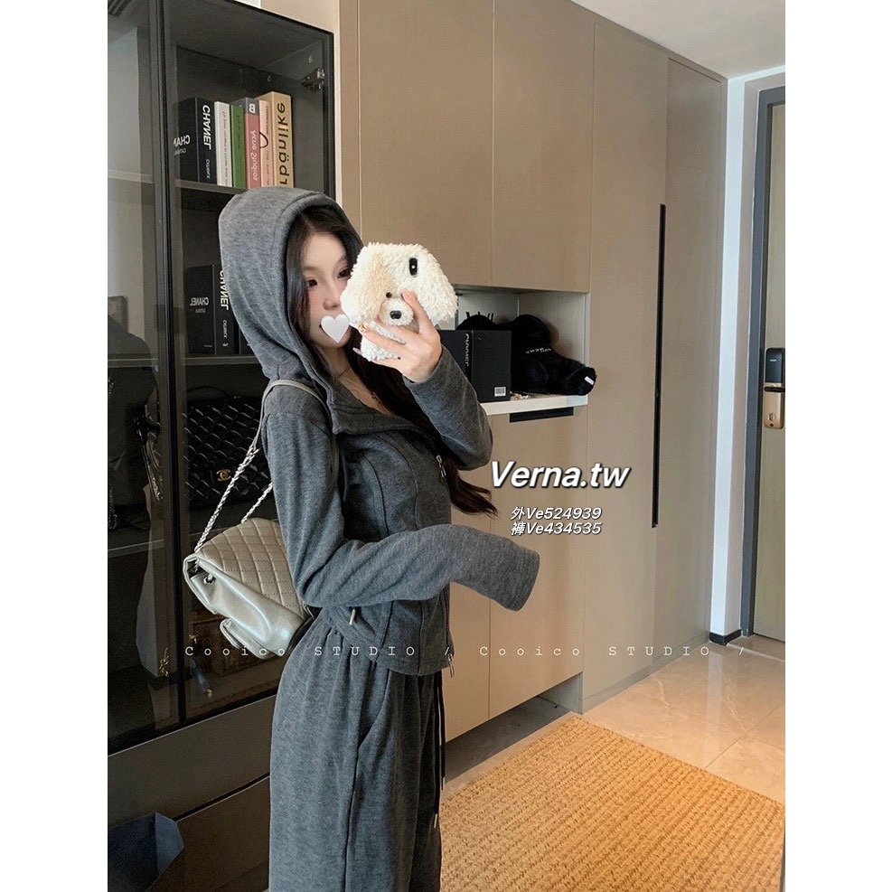 燕麥微光☕️休閒連帽外套x長褲套裝-細節圖8