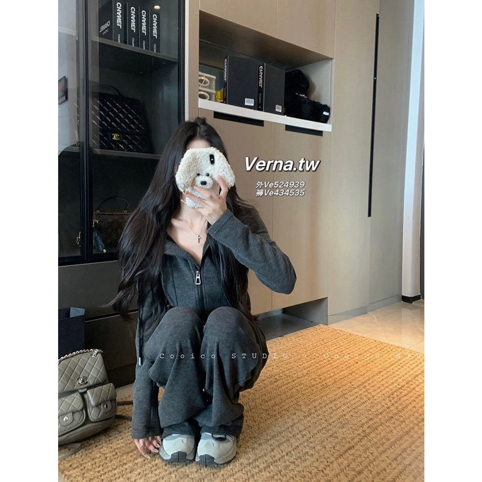 燕麥微光☕️休閒連帽外套x長褲套裝-細節圖9