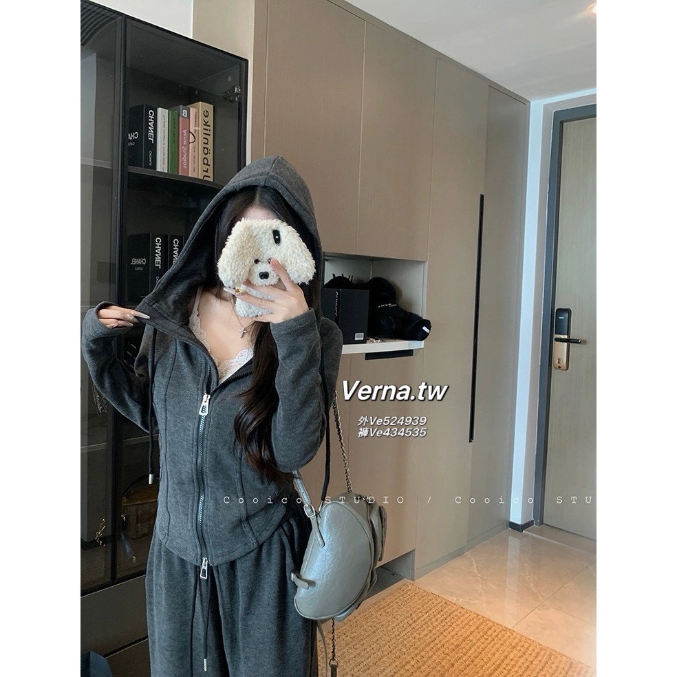 燕麥微光☕️休閒連帽外套x長褲套裝-細節圖10