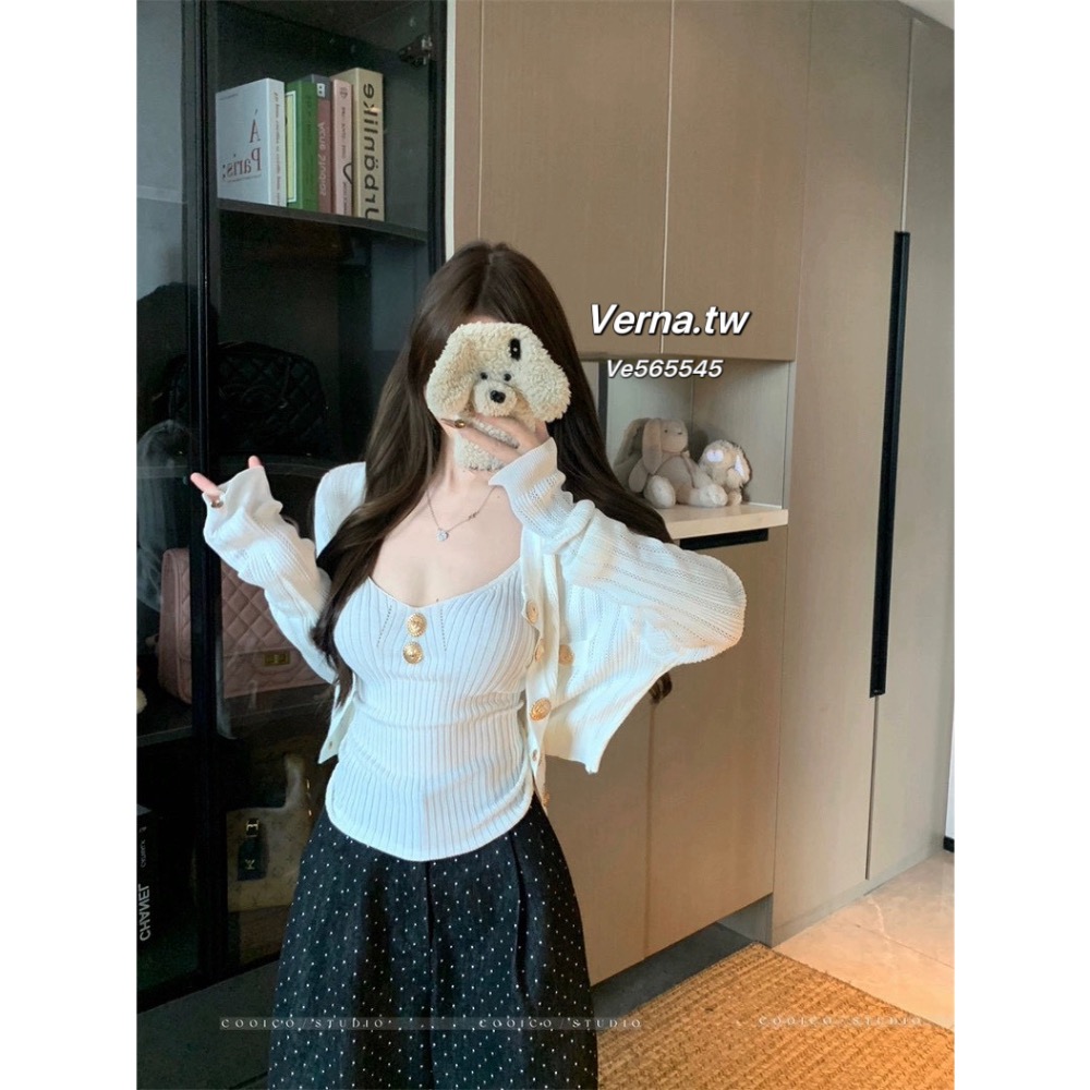 氣質心機🤍 金屬扣外套x吊帶背心兩件套-細節圖2