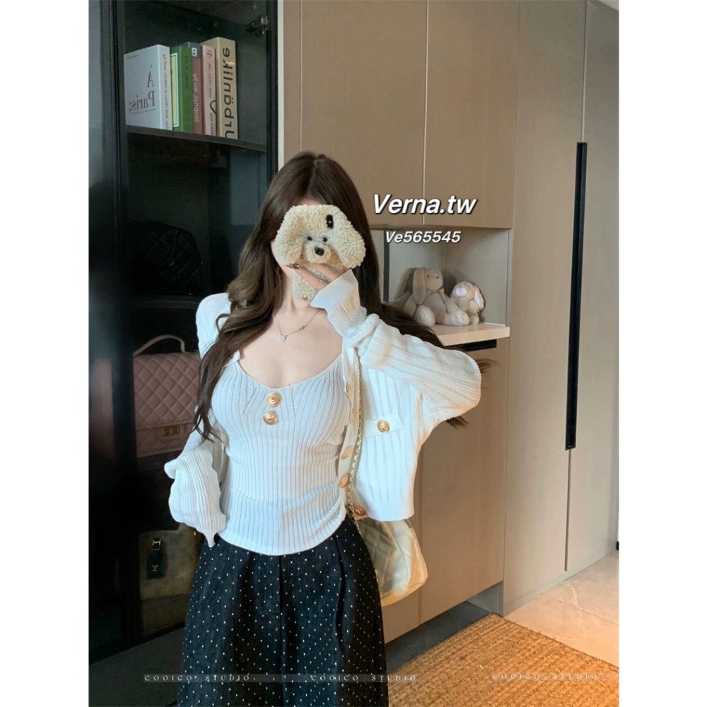 氣質心機🤍 金屬扣外套x吊帶背心兩件套-細節圖3