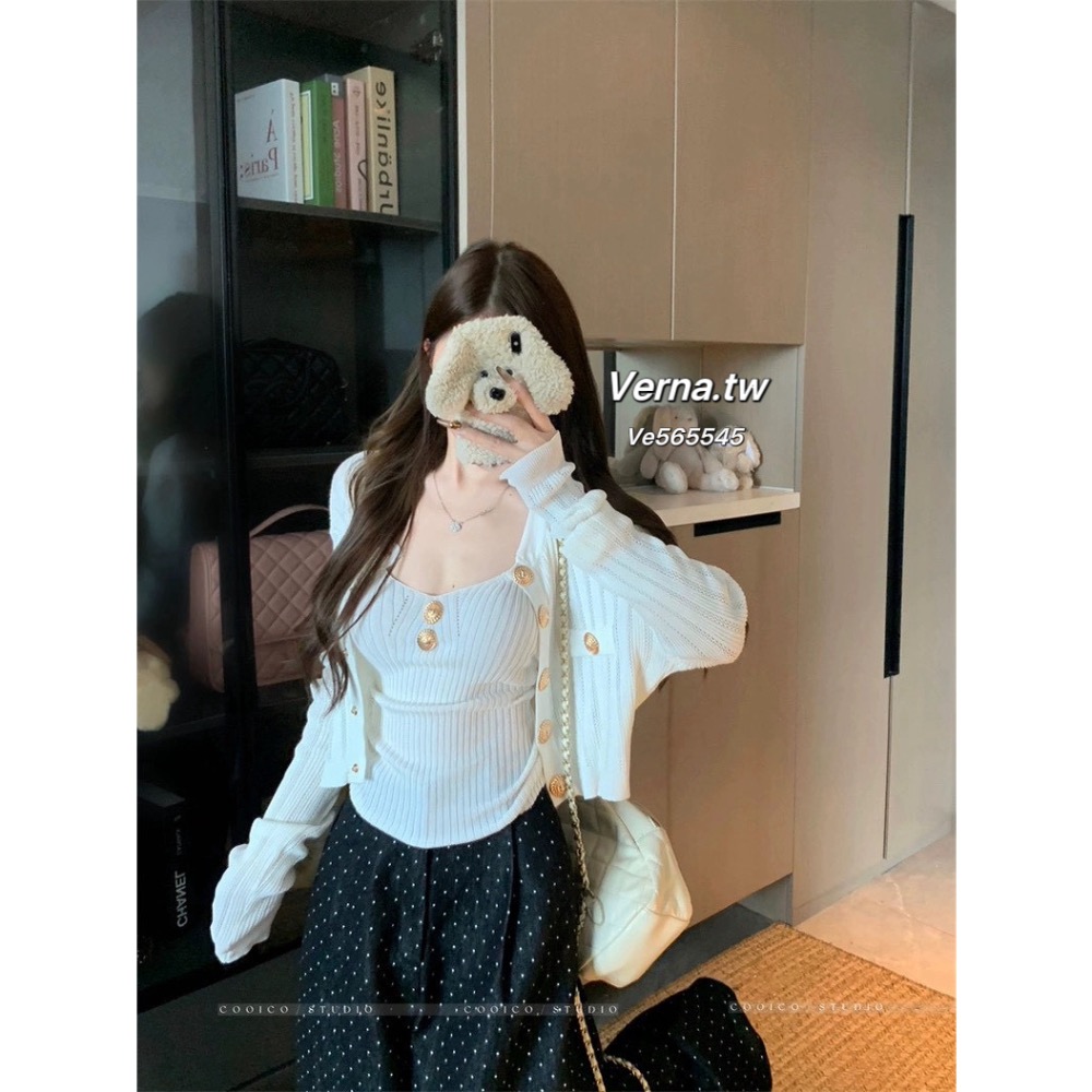 氣質心機🤍 金屬扣外套x吊帶背心兩件套-細節圖5