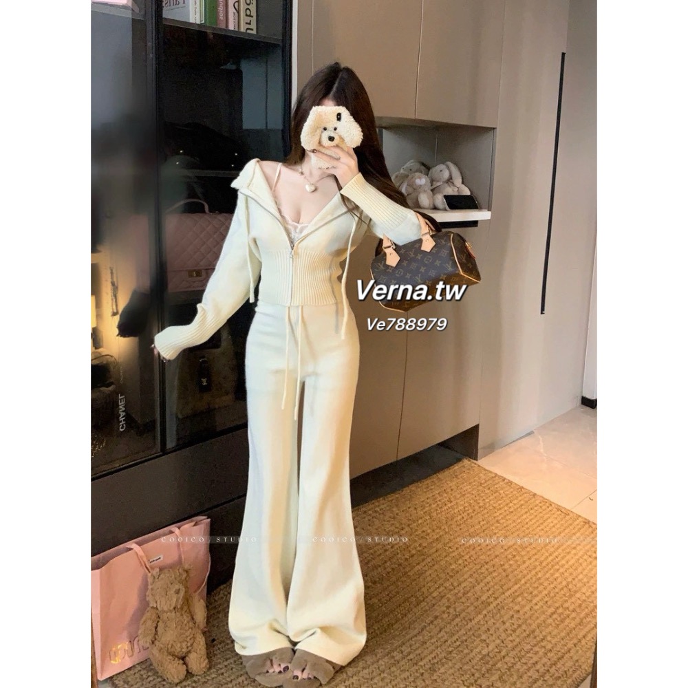 柔霧溫調☁️ 連帽針織慵懶套裝-細節圖4