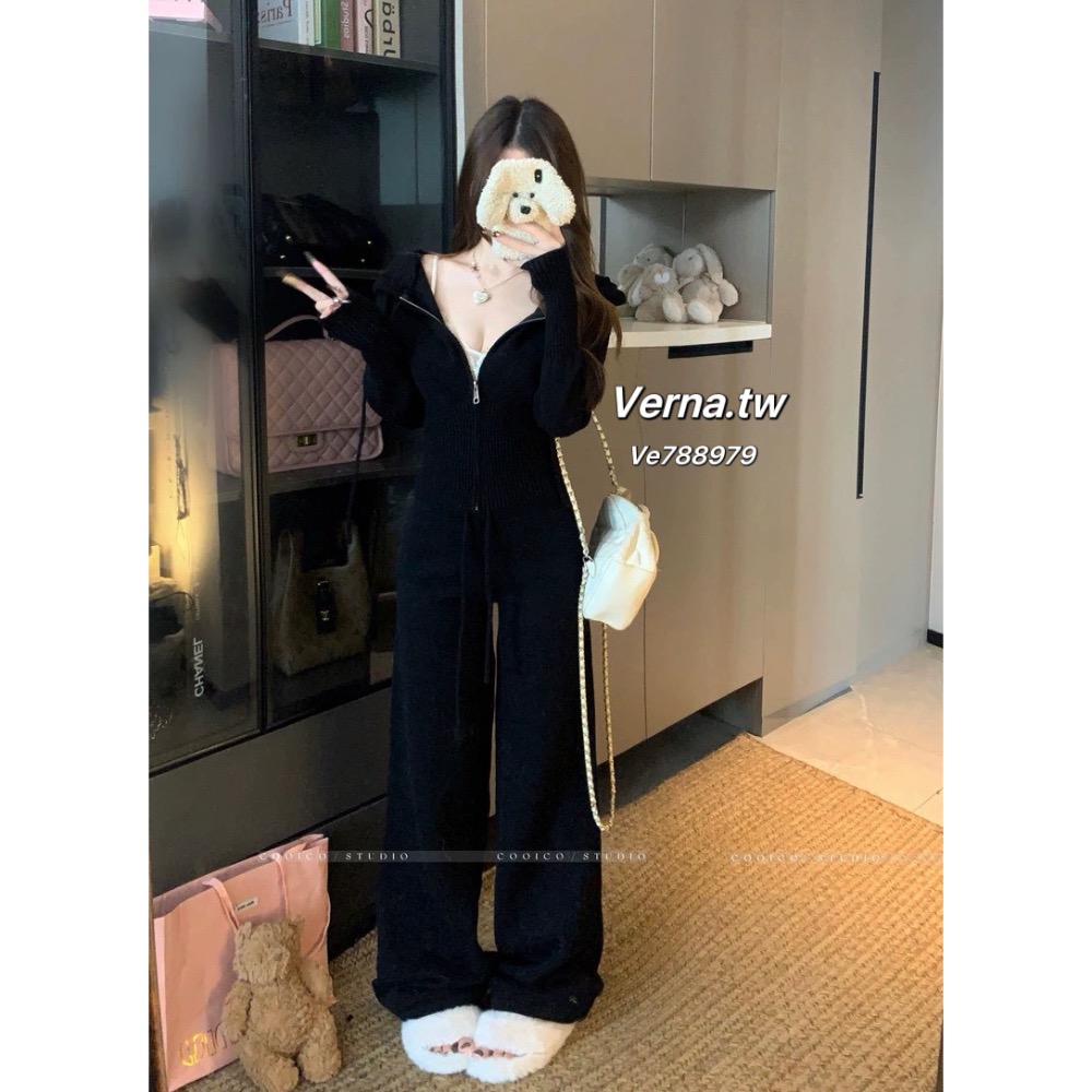 柔霧溫調☁️ 連帽針織慵懶套裝-細節圖9