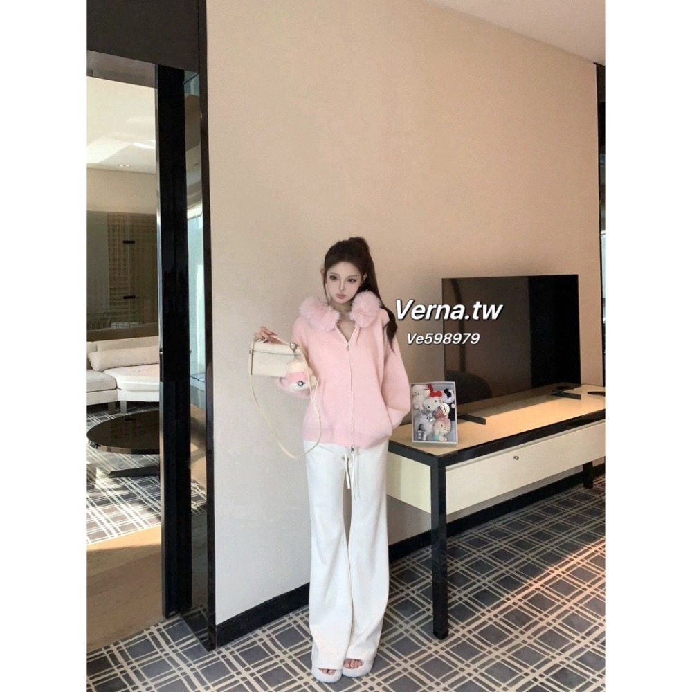 雪兔棉雲🐰大毛領針織外套-細節圖9