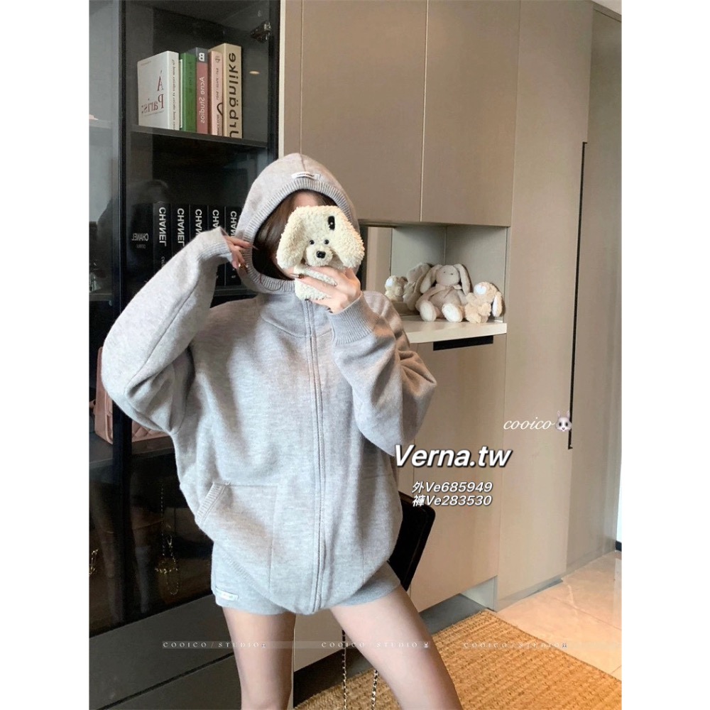 雲感灰調☁️慵懶外套x短褲套裝-細節圖3