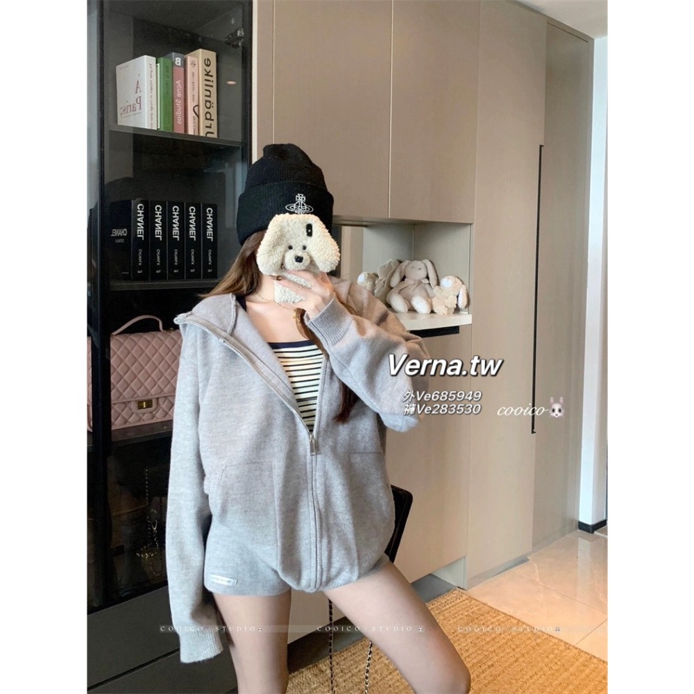 雲感灰調☁️慵懶外套x短褲套裝-細節圖4