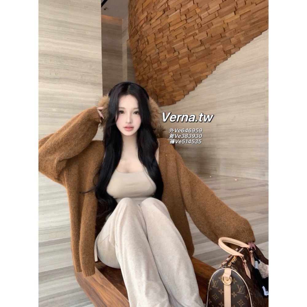 軟糯氣質☁️ 毛絨外套x背心x長褲三件套裝-細節圖2