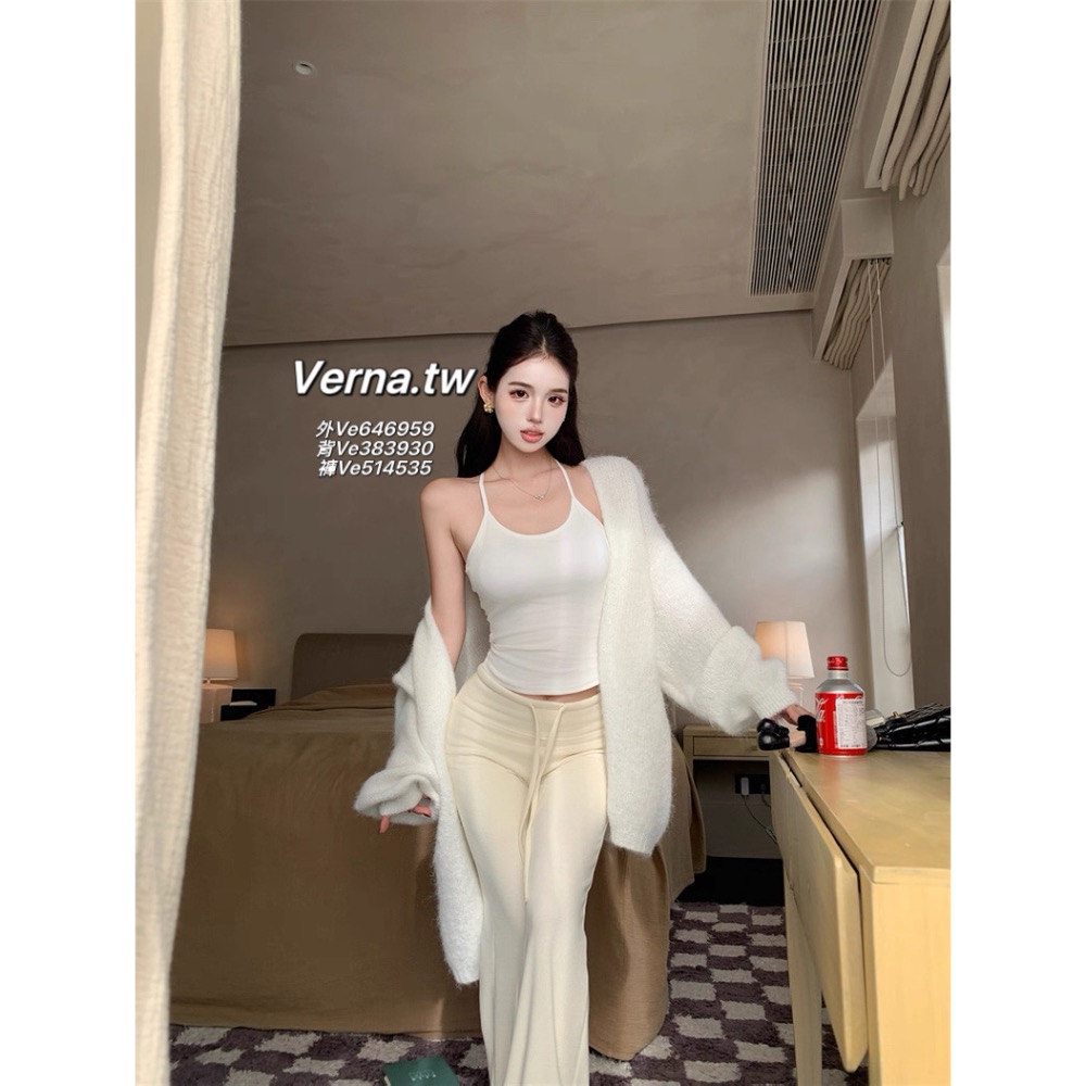 軟糯氣質☁️ 毛絨外套x背心x長褲三件套裝-細節圖6