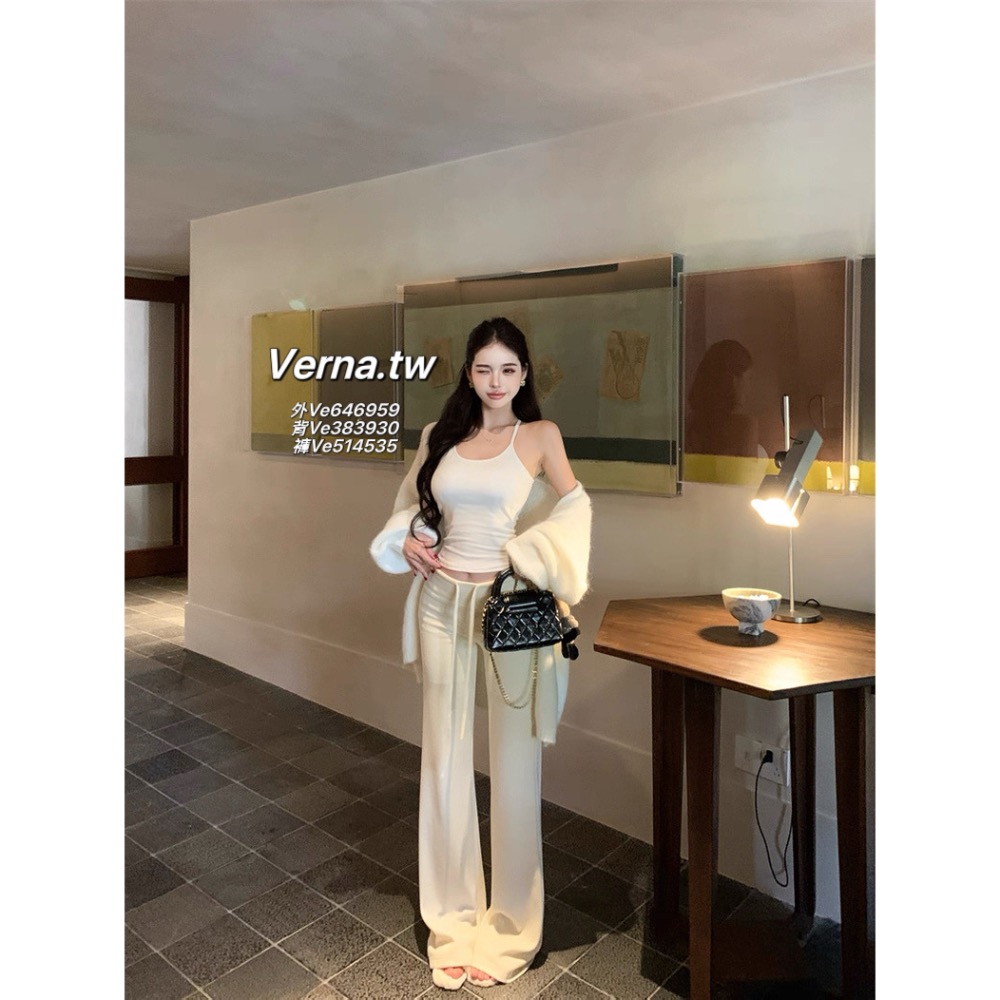 軟糯氣質☁️ 毛絨外套x背心x長褲三件套裝-細節圖7