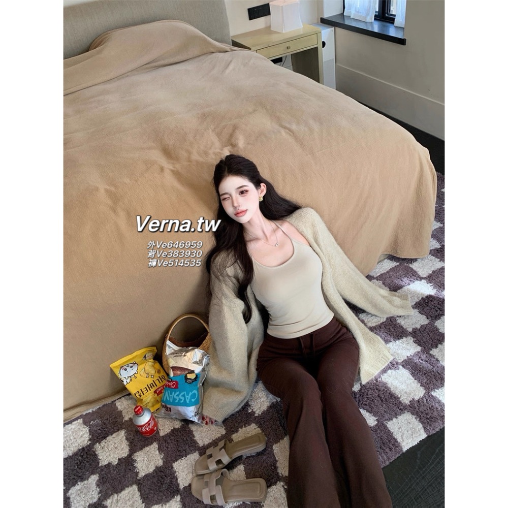 軟糯氣質☁️ 毛絨外套x背心x長褲三件套裝-細節圖9