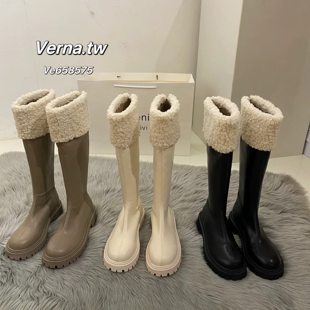 軟萌奶油羊羔毛翻邊長靴 ❄️-細節圖2
