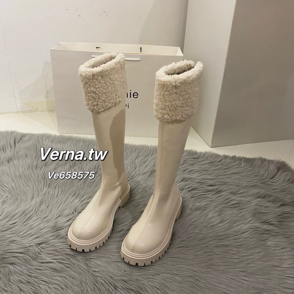 軟萌奶油羊羔毛翻邊長靴 ❄️-細節圖3