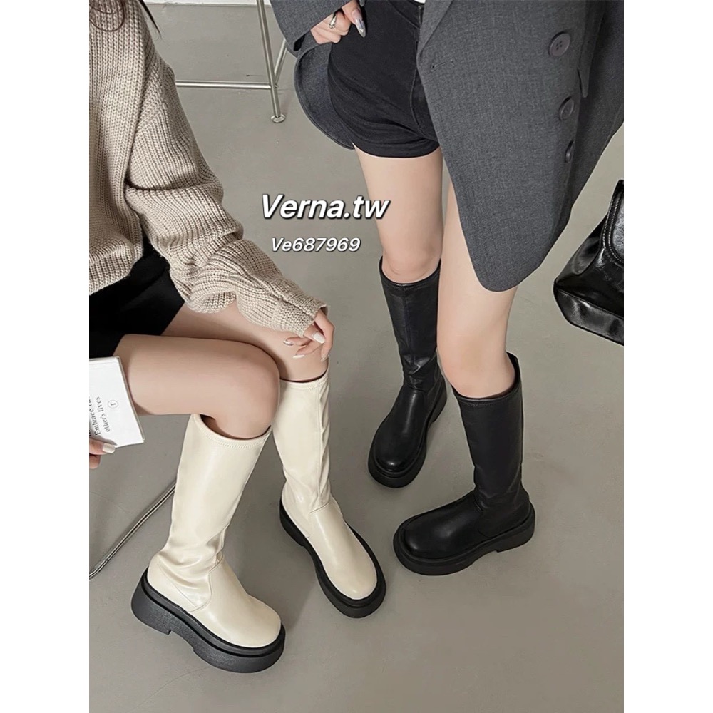 復古超厚底騎士長靴🤎-細節圖2