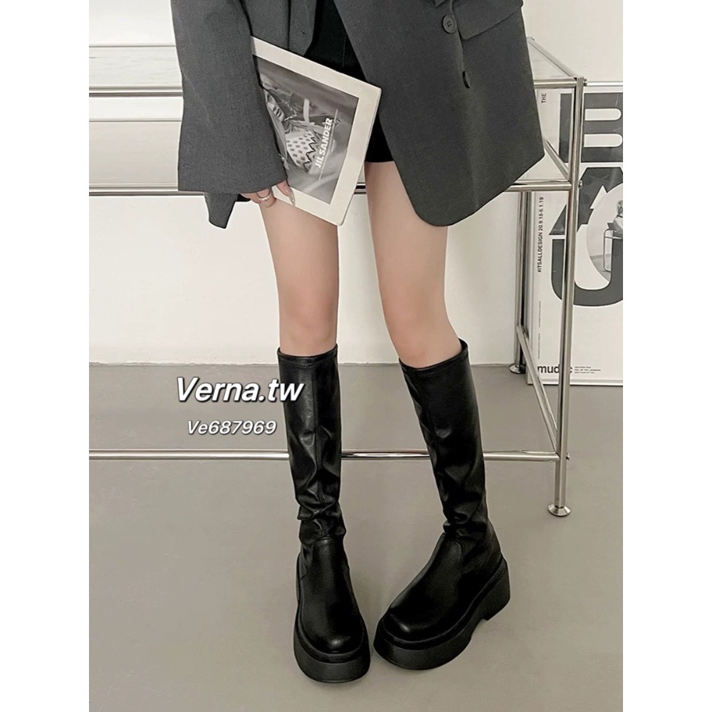 復古超厚底騎士長靴🤎-細節圖4