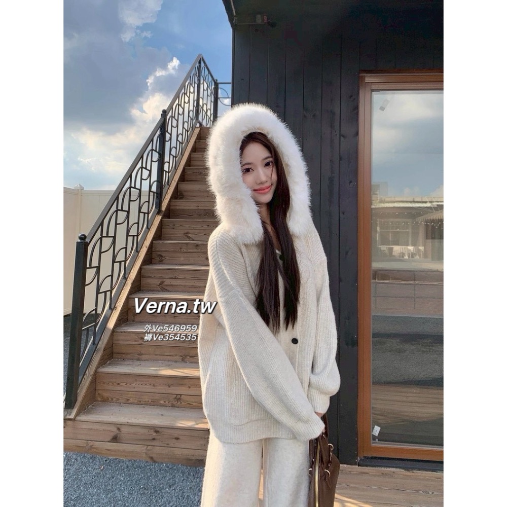 奶香針織日記🧺慵懶外套x長褲套裝-細節圖2